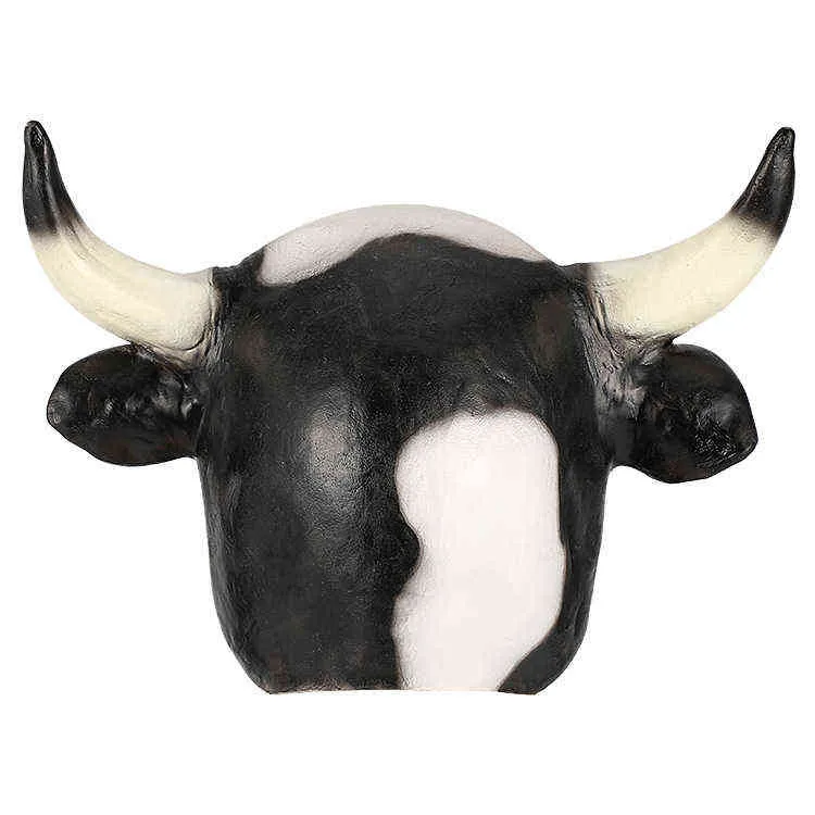 Halloween fofo novo vara de vaca branca máscara de vaca engraçada Masksx Cartoon Party Dress Up Costume Zoo Jungle Masks Cosplay Decoration L220711