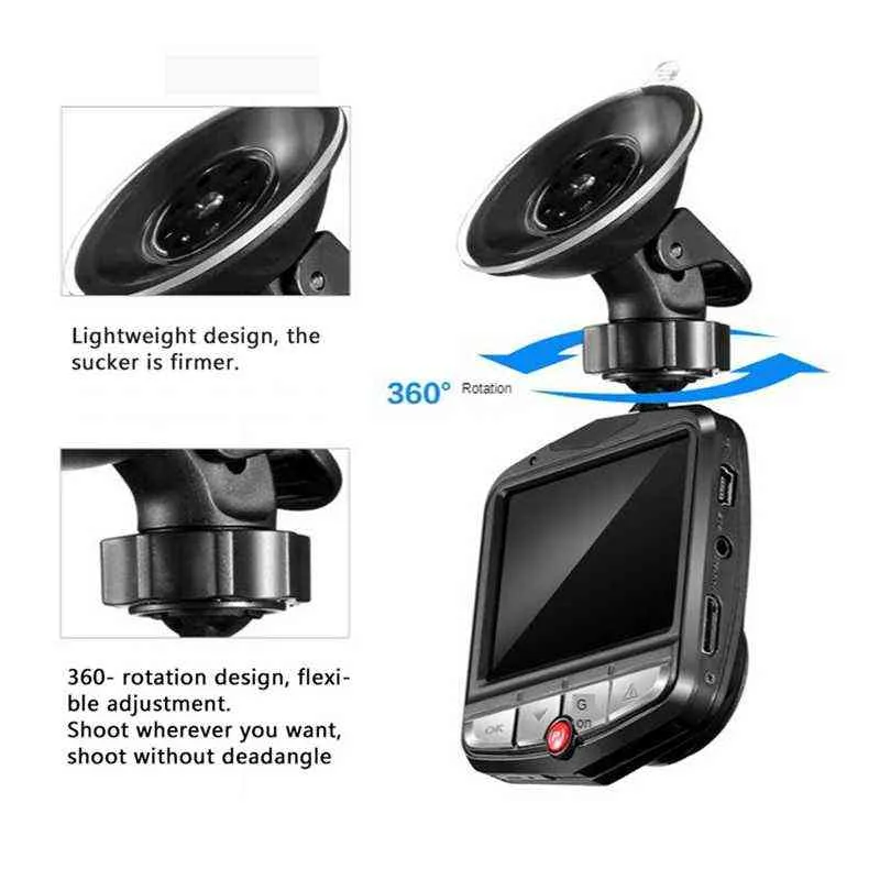 Pouces Full HD P Dash Cam Car DVR avant ou arrière Vision nocturne GSENSOR DRIVECTER Recorder Camera Monitor J220607