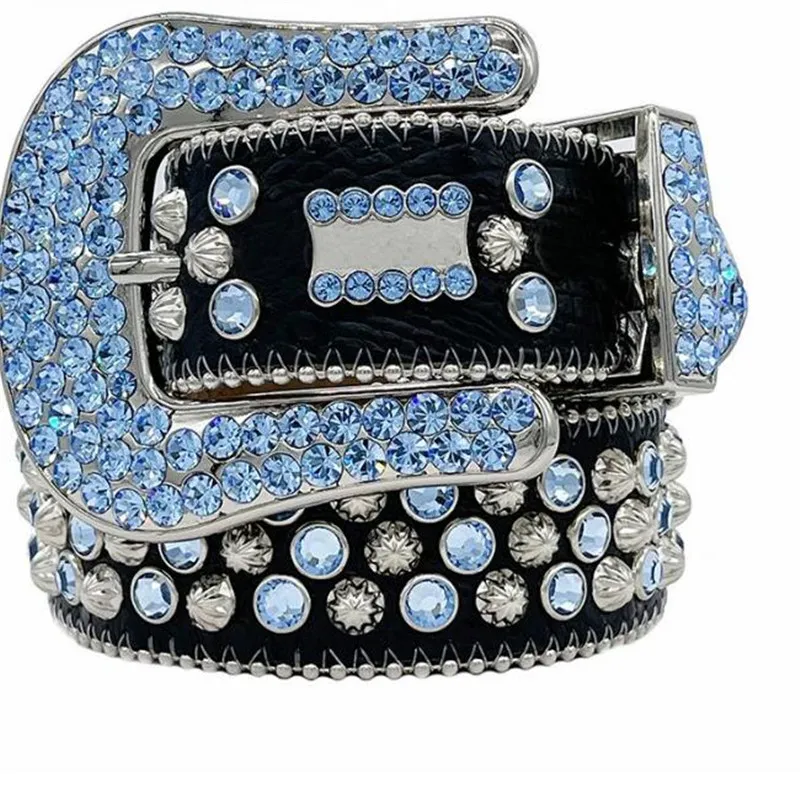 2022 Designer BB Belt Simon Belts For Men Women Shiny Diamond Belt Black On Black Blue White Multicolour With Bling Rhinestones AS203K