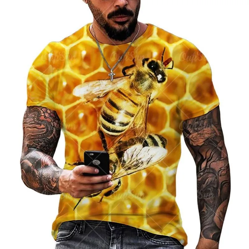 Summer Personlighet 3D Print Tshirt Mens Outdoor Bee Animal Casual Daily Breattable Oneck Short Sleeve Tops Tees XXS6XL 220607