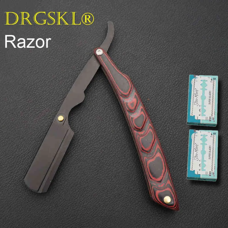 NXY Manual Redwood Uchwyt Golenia Męska Męska Męska Wysokiej Jakości Profesjonalne Fryzjer Włosy Cut Razor Zmień Blade Typ Nóż do golenia 220414