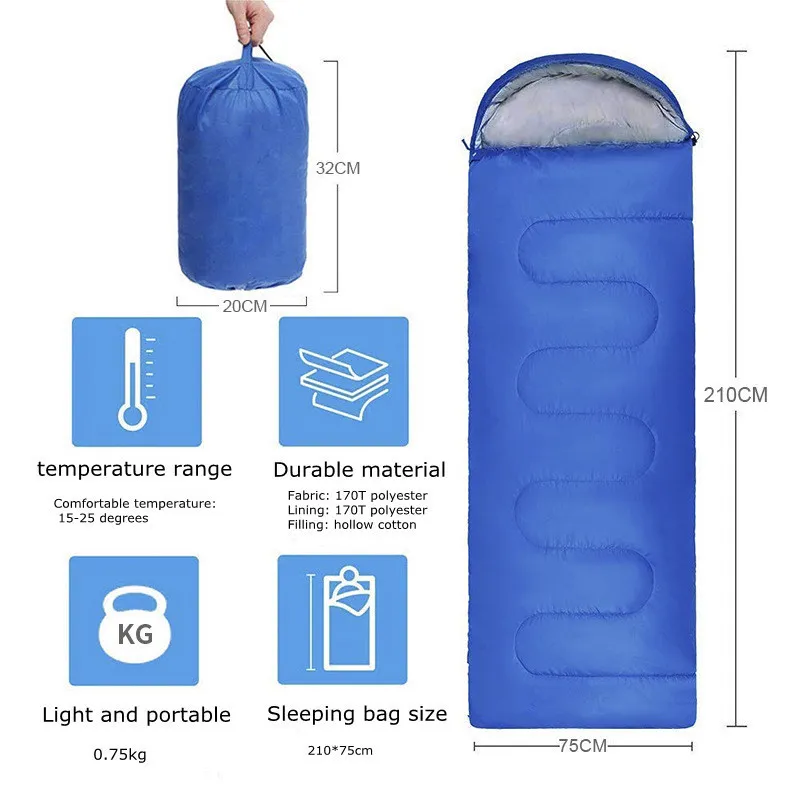 Lope Camping Saco de dormir Portátil Impermeable Espesado Invierno Saco de dormir Manta Ultraligero Tienda al aire libre Viaje Cama para dormir 220620