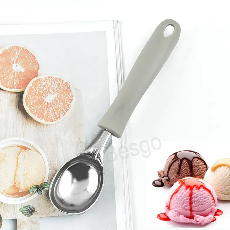 Aço Inoxidável Sorvete Colher Punho Plástico Sobremesa Bolo Scoop Fruit Melancia Pitaya Ball Scoop Cozinha De Cozinha De Mesa De Mesa De Mesa BLH6372 TYJ