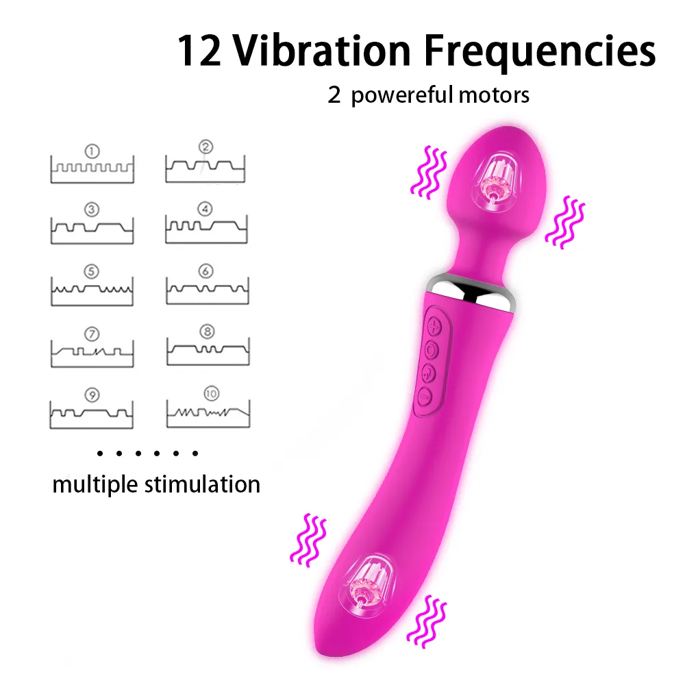 Potente stimolatore vaginale Modalità a 12 velocità Riscaldato G Spot Clitoride Femminile Vibratore multiplo del dildo Giocattoli sexy le donne