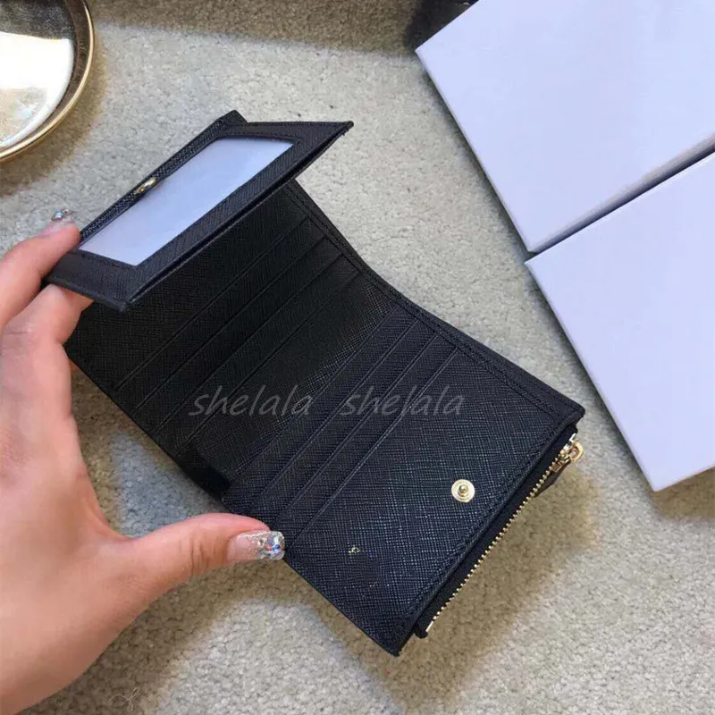 5A Quality Leather Wallets Purses Card Holders Black Pink Designer Long & Short Mini Wallet Cowhide Coin Purse 2-Fold Fashion Pill2379