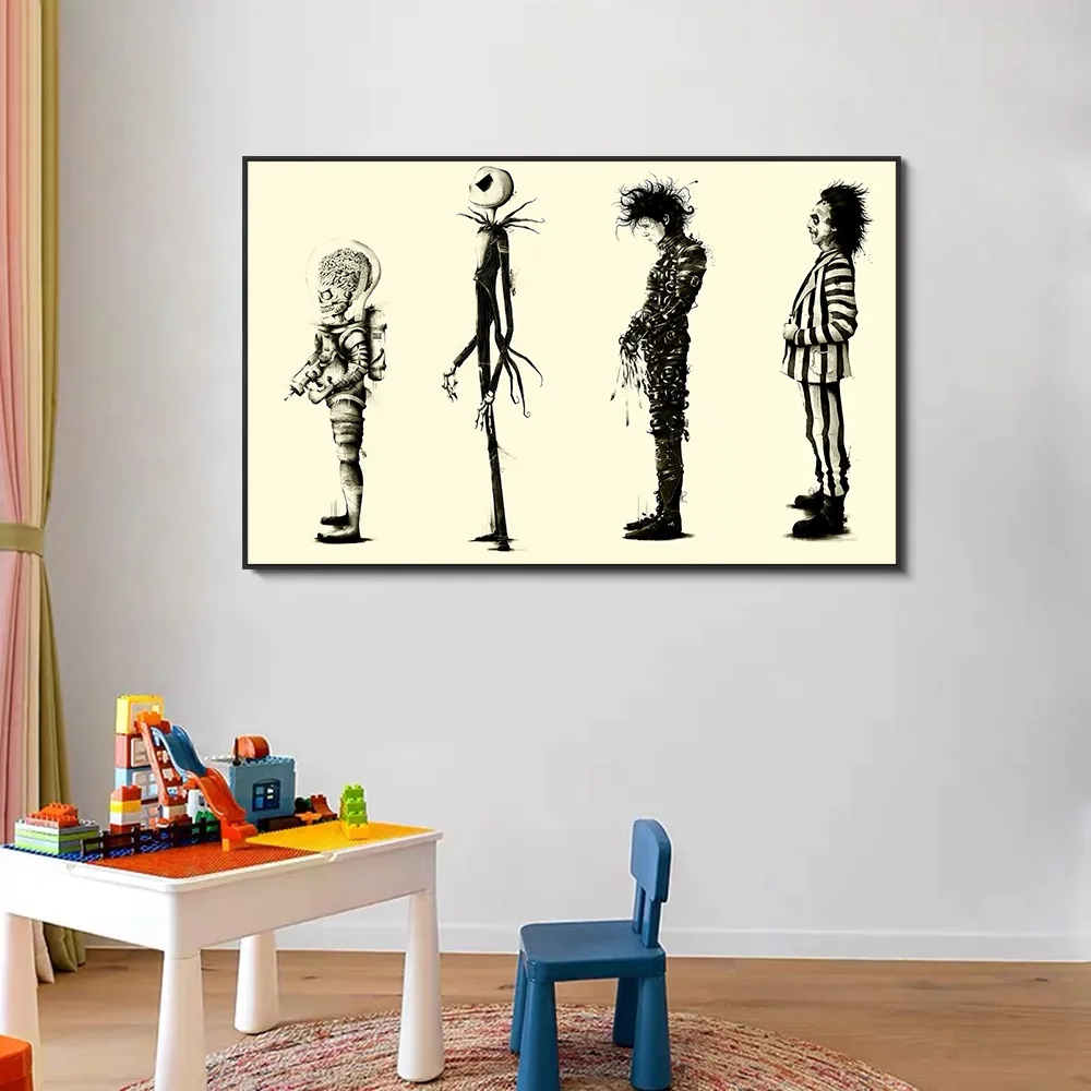 Edward-ssicissorhands plakat filmowy Płótno malarstwo dekoracje domu Tim-Burton Movie Pictures Płótno druku