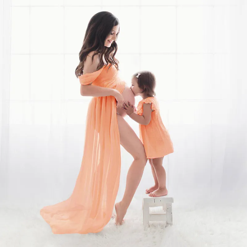 Sexy Maternity Dresses For Po Shoot Chiffon Pregnancy Dress Pography Prop Maxi Gown Pregnant Women Clothes D30 220419