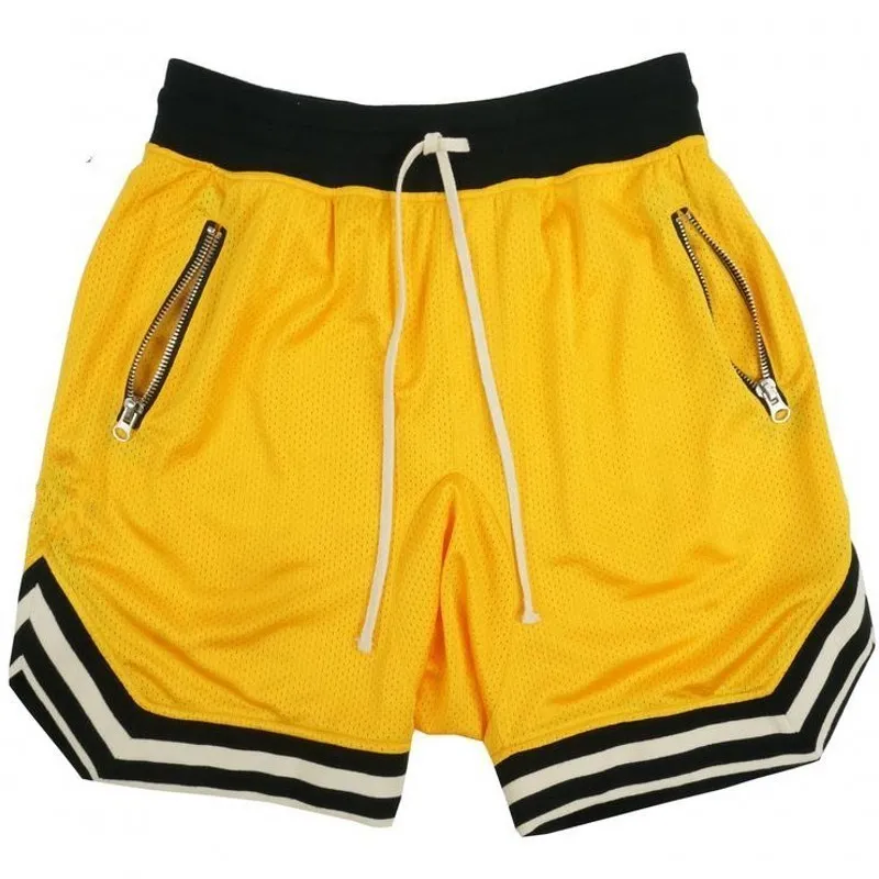 Men s Casual Shorts Gyms Fitness Zippers Pocket Polyester Quick Dry Basketball Joggers Bodybuilding Knee Length Pants 220715