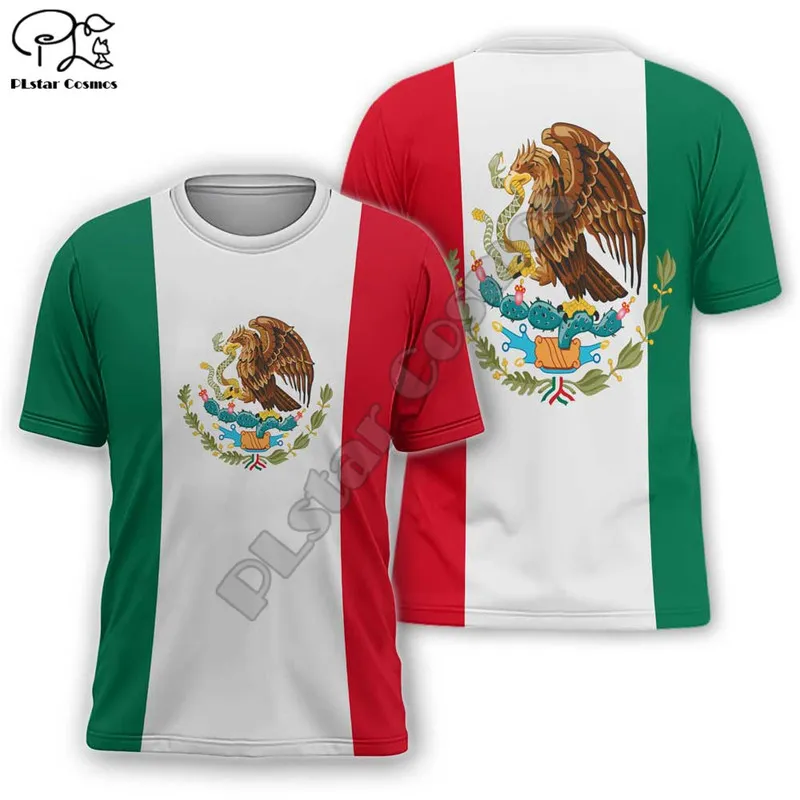 PLstar Cosmos Emblema nacional Bandera de México Impreso en 3D Camisetas de verano Camiseta de manga corta Hombres Mujeres Casual Streetwear Estilo 33 220706