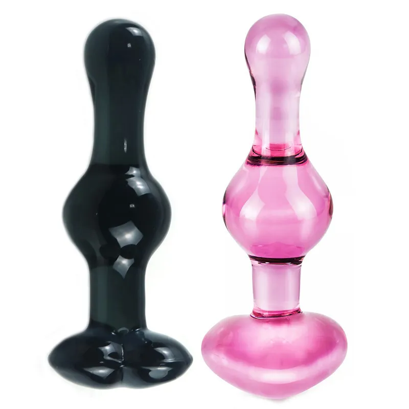 3スタイルピンクハートガラスアナルプラグディルドセクシーなおもちゃ裏庭の男女のためのプルビーズ