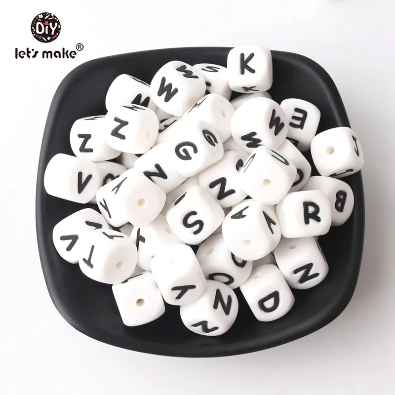 Silicone Beads Alphabet Letter Food Grade For Teething Necklace In 26 Letters BPA Free Silicone Letter Teether Let's Make 220507