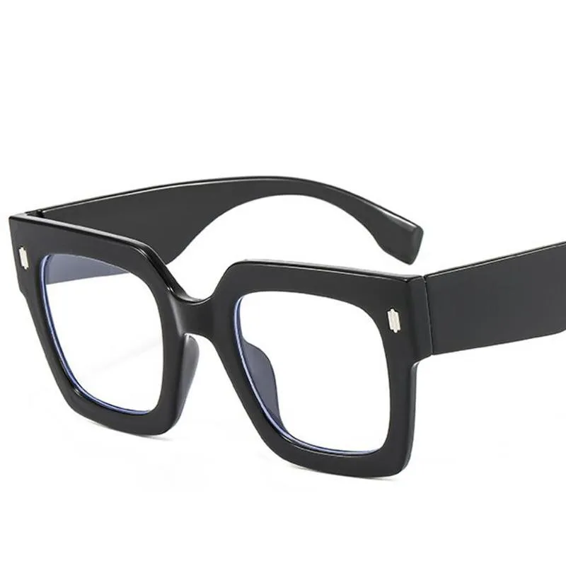 Solglasögon vintage stor ram fyrkantig läsglasögon kvinnor män modemärke recept glasögon transparent dator blå ligh234r