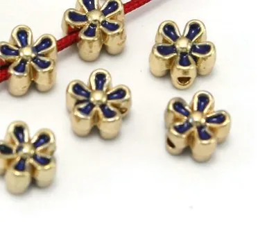 Tibetan Silver flower spacer Oil dripping gilt torus Loose Bead Beads Connectors for DIY Jewelry Making bracelet ed5y3