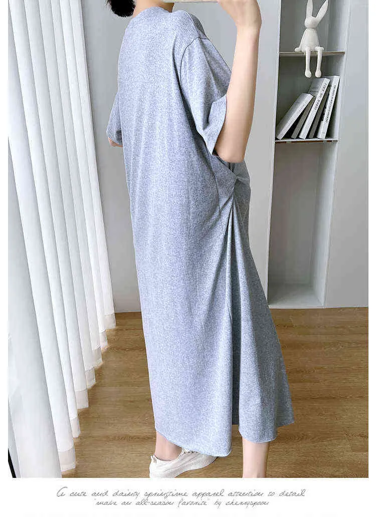 New Motherhood Abbigliamento estivo Vita pieghettata Side Split Allentato Casual Donne incinte Dress Oneck Abito in cotone gravidanza all'ingrosso J220628