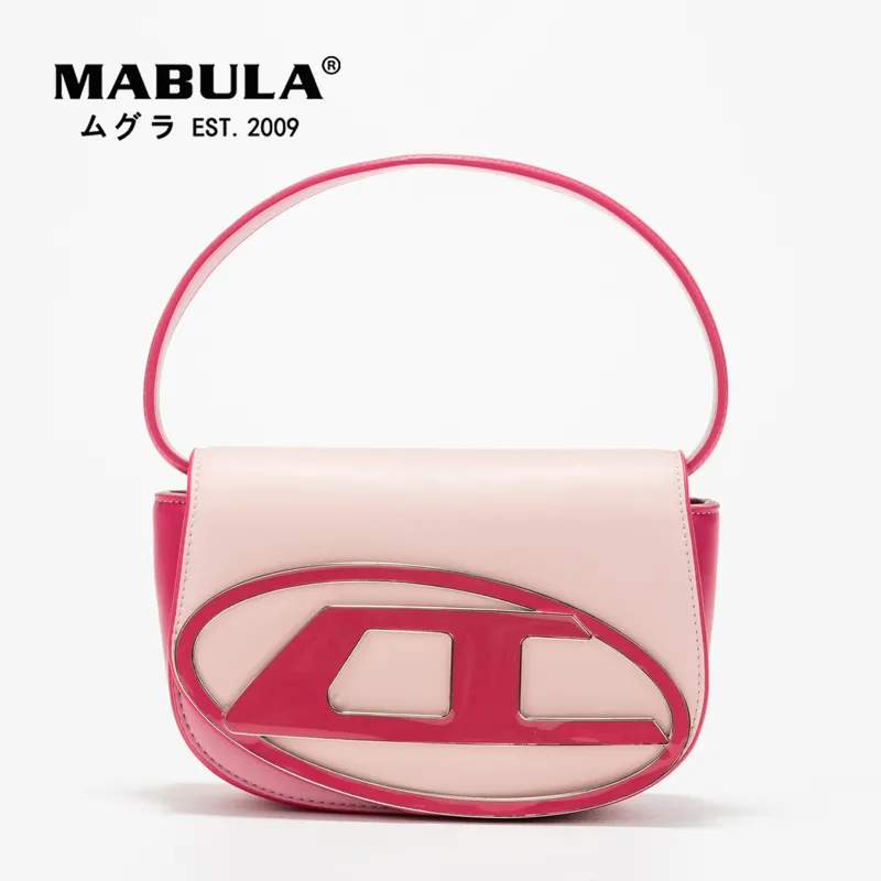 Mabula luxe roze dames bovenste handgreep portemonnee half ronde ontwerp merk lederen onderarm flap schoudertas mode tas handtassen 220616