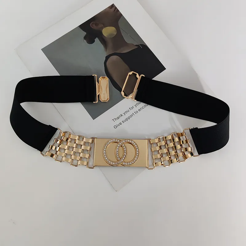 Cintos elásticos para mulheres designer de luxo fêmea cintura extensa alongamento Cummerbunds Correia de corrente de ouro stromestons Corsário de espartilho 220712