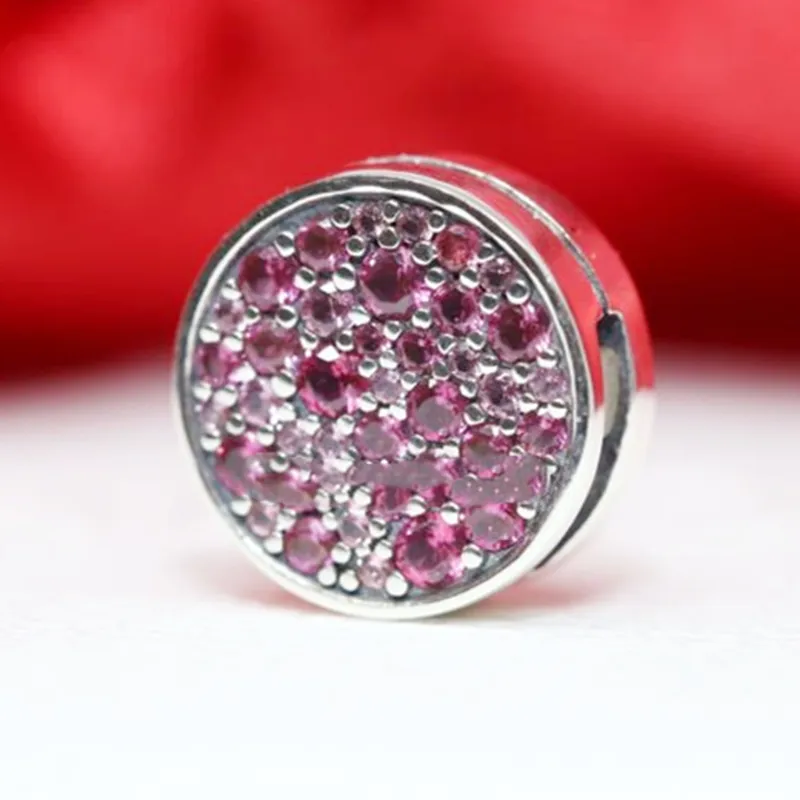 Pink Pav￩ Clip Charm 925 Charms Pandora in argento bracciali Kit la creazione di gioielli fai-da-te Perline sparse Argento all'ingrosso 799362C01