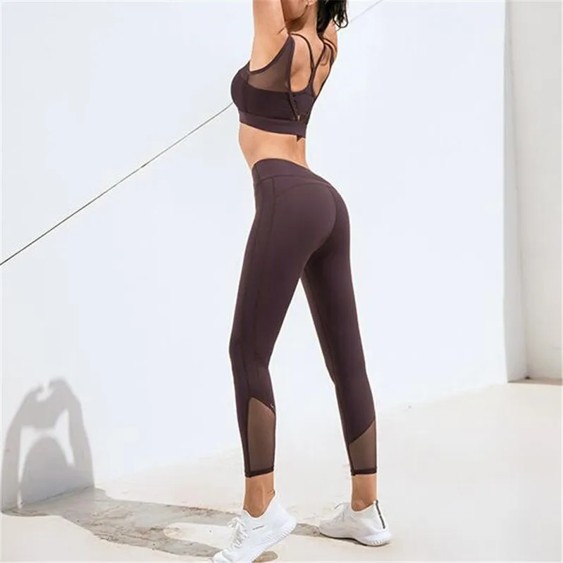 Summer Pad Yoga Set Women Fitness Gym Clothing Sportwear Mesh Workout Sport Tracksuit Running Suits Push Up SP 220428