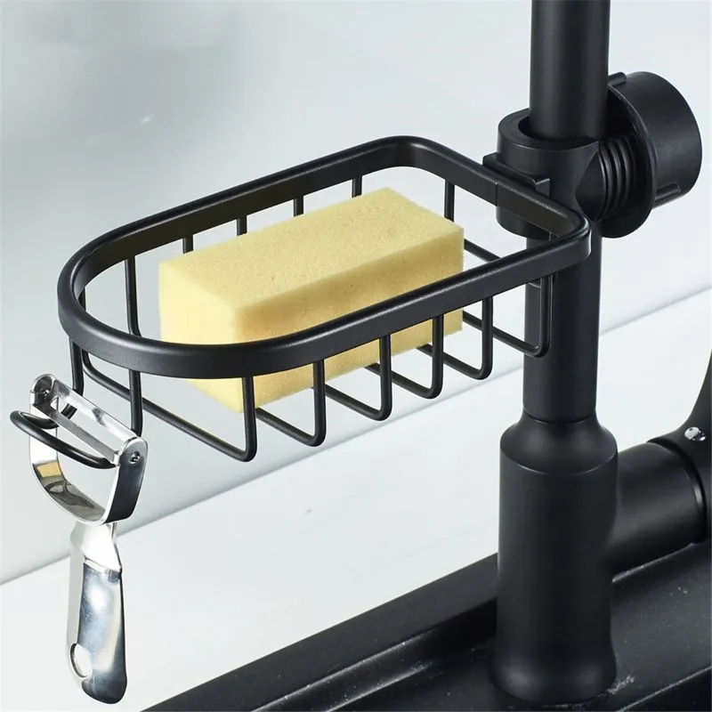 Regulowany kran drenaż szelf łazienkowy czarny biały prysznic uchwyt do przechowywania kosza kuchnia stojak do przechowywania 220527