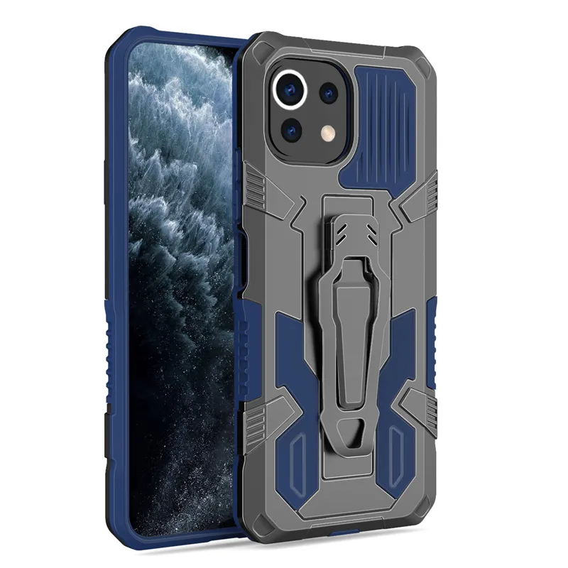 ShockoProof Armour Cover Fodral för Xiaomi MI 11 Lite Belt Clip Soft Shell, TPU Shock Absorber Resistent PC Stand Back Cover