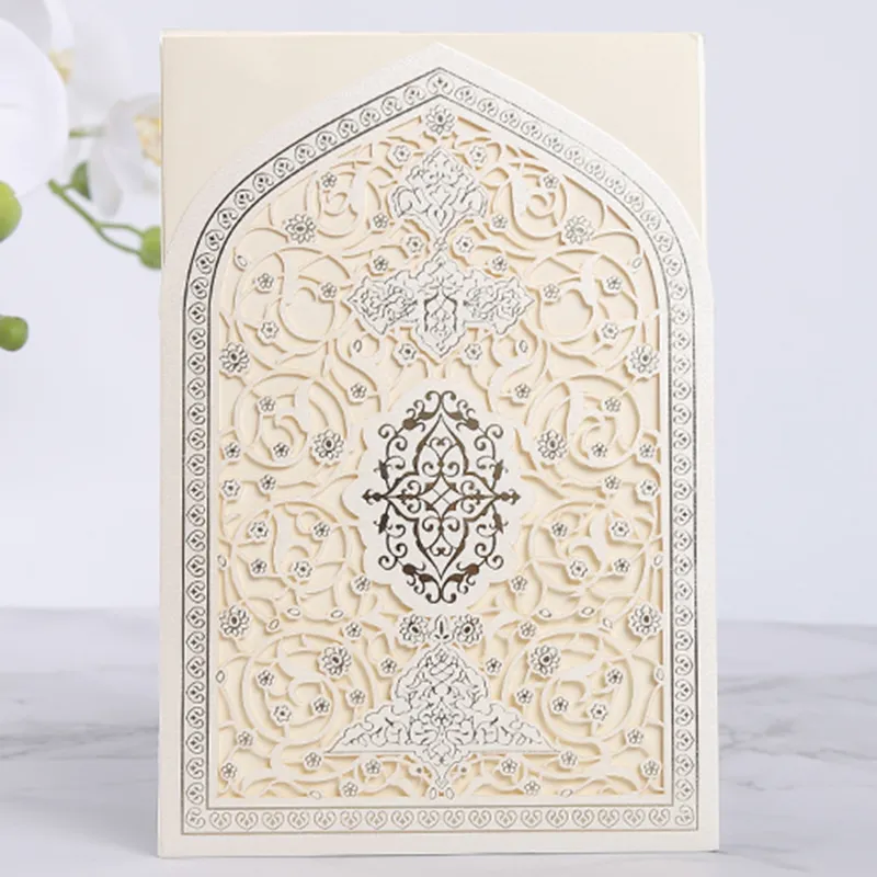 Laser Cut Wedding Invitation s Customized Islamic Muslim Greeting Card Ramadan Decoration Party Favors Supplies 220711