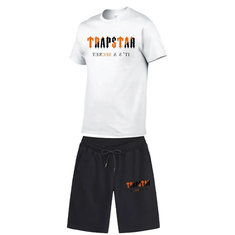 Casual Male Sports Set TRAPSTAR Imprimé À Manches Courtes Survêtement Hommes Marque Coton T-Shirt Pantalon Court Ensemble 220609