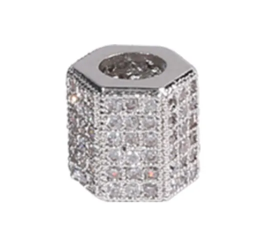 7mm Tüp Kristal Mikro Pave CZ Zirkon Kübik Zirkonya Boncuklar Bakır Gümüş Altın Siyah Kaplama Bileklik Aksesuarları W4Y4S