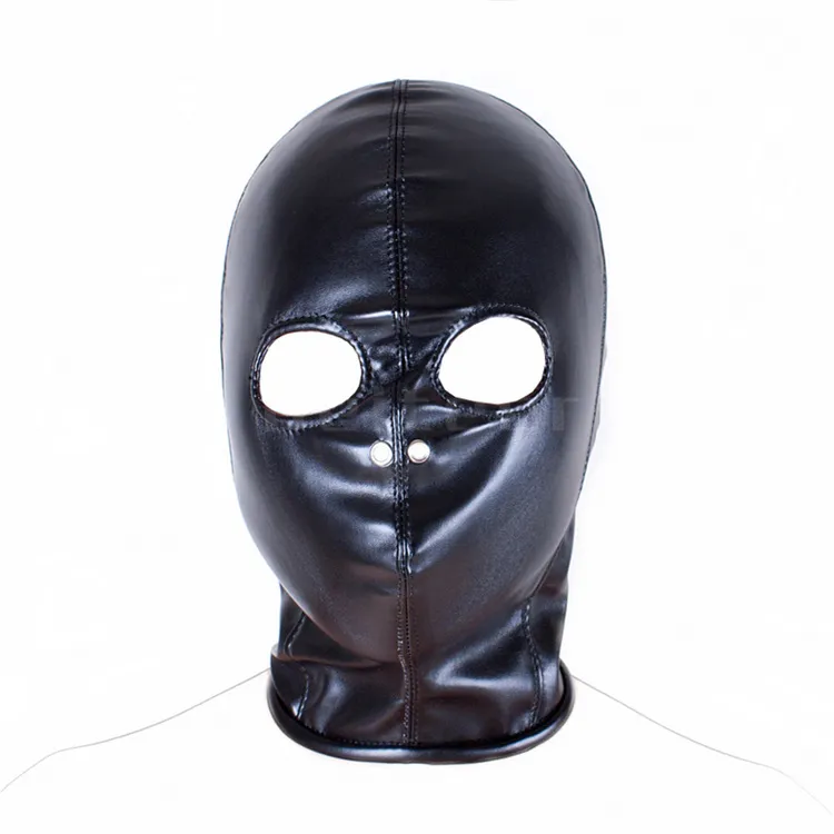 Cuir PU rembourré attaché fermeture éclair tête capuche bandeau harnais masque BDSM bouche ouverte oeil nez Bondage jouets sexy fête adulte