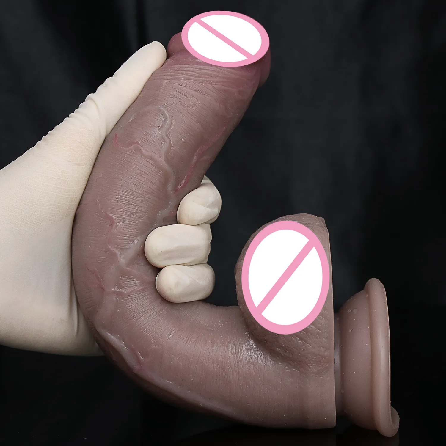 Duże ciemne podwójne silikonowe realistyczne dildo masturbatory długie penis miękkie małe ssanie kubek kutas anal wtyczka seksowna zabawka dla mężczyzny kobiety