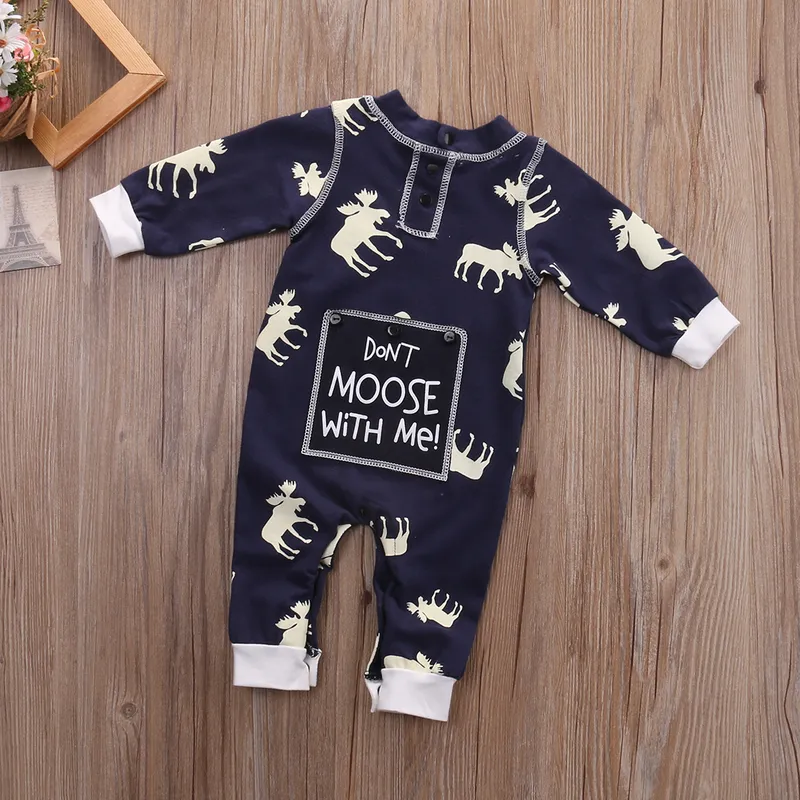 Citgeett Autumn Infant Baby Girl Boy Deer Printed Long Sleeve Romper Jumpsuit Christmas Pajamas Fall Winter Outfits 220525