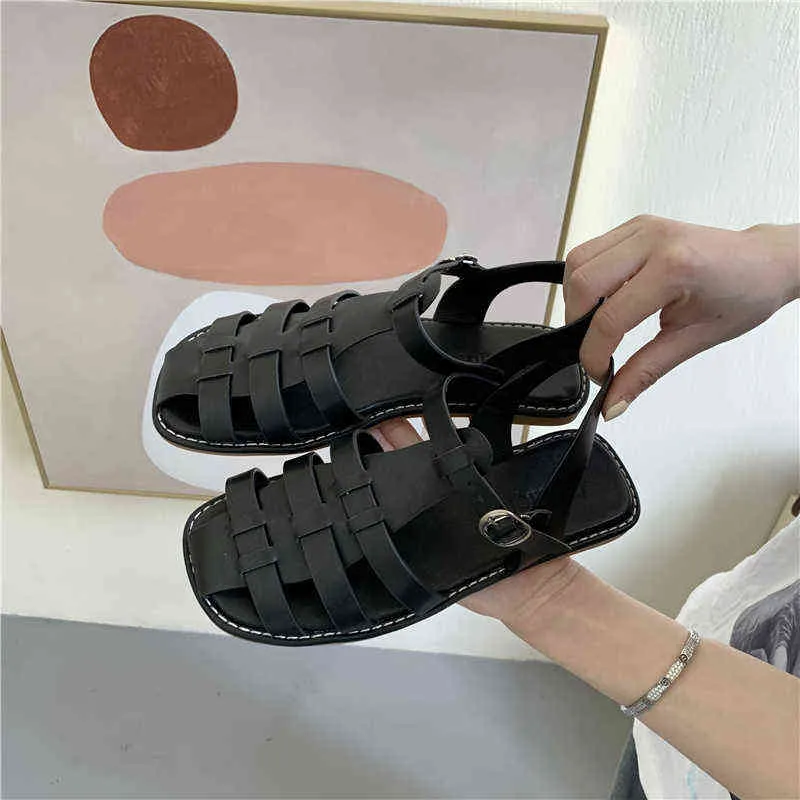 New Brand Women Sandal Shoes Flat Heel Casual Ladies Slides Summer Outdoor Round Toe Close Toe Mules Syndal Sandal Big 40 G220525