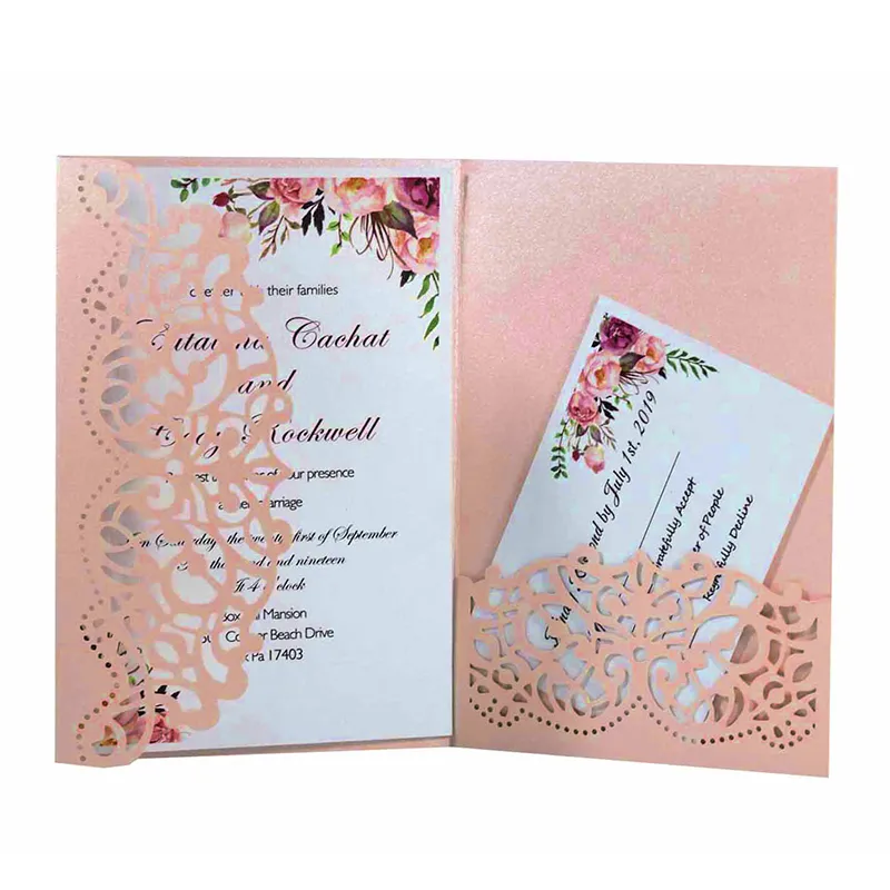 puste eleganckie laserowe zaproszenie do pozdrowienia dostosuj biznes z RSVP Card Party Wedding Dekoracja 220711