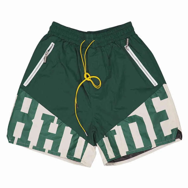 RH Shorts Correct 22ss American High Street Rhude Stitched Lettered Casual Loose Short Cropped Men's And Women's Outdoor Leisure Hip-hop Fashion Basketball Pants