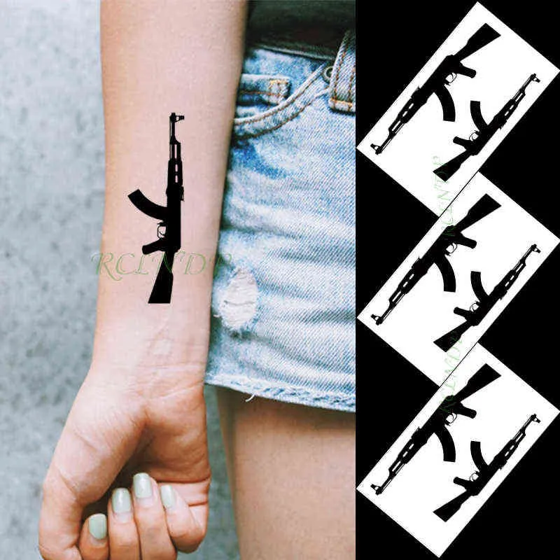 NXY Временная Татуировка Водонепроницаемый Наклейка Черный Станок Пистолет Tatto Flash Tatoo Fake S Для мужчин Женщины 0330