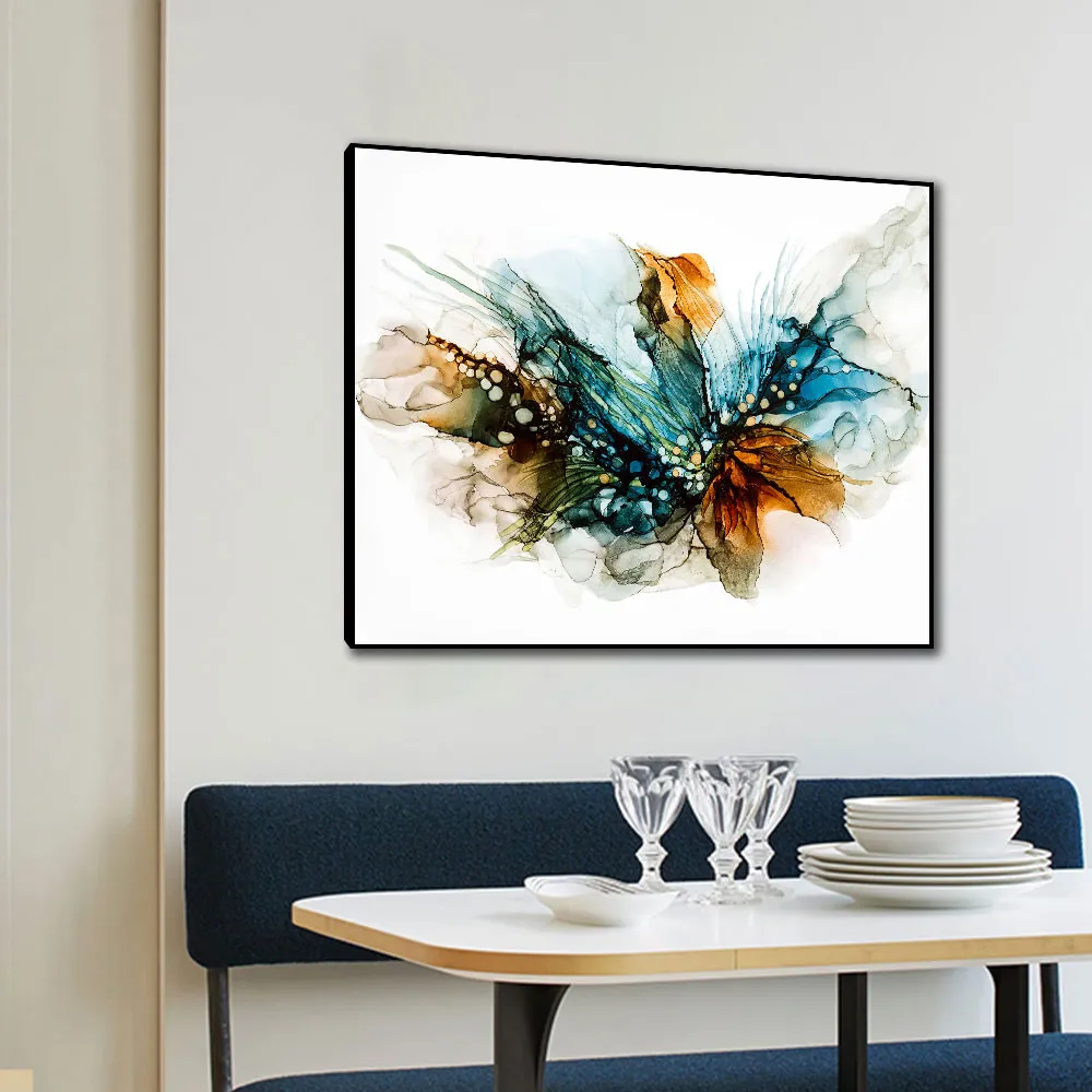Abstract Colorful Colorful Blue Brown Painting on Canvas Lanscape Prints and Posters Wall Art for Living Room Home Decoration