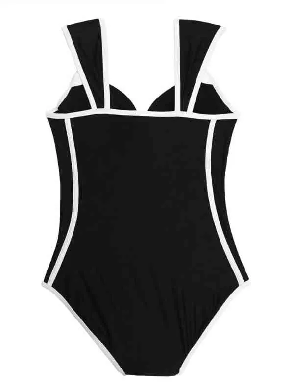 Sexy Retro Schwarz Weiß Gestreift Push-Up Badeanzug Body Damen 2022 Monokini Bademode Frauen Schwimmen Badeanzug Trikini Y220423