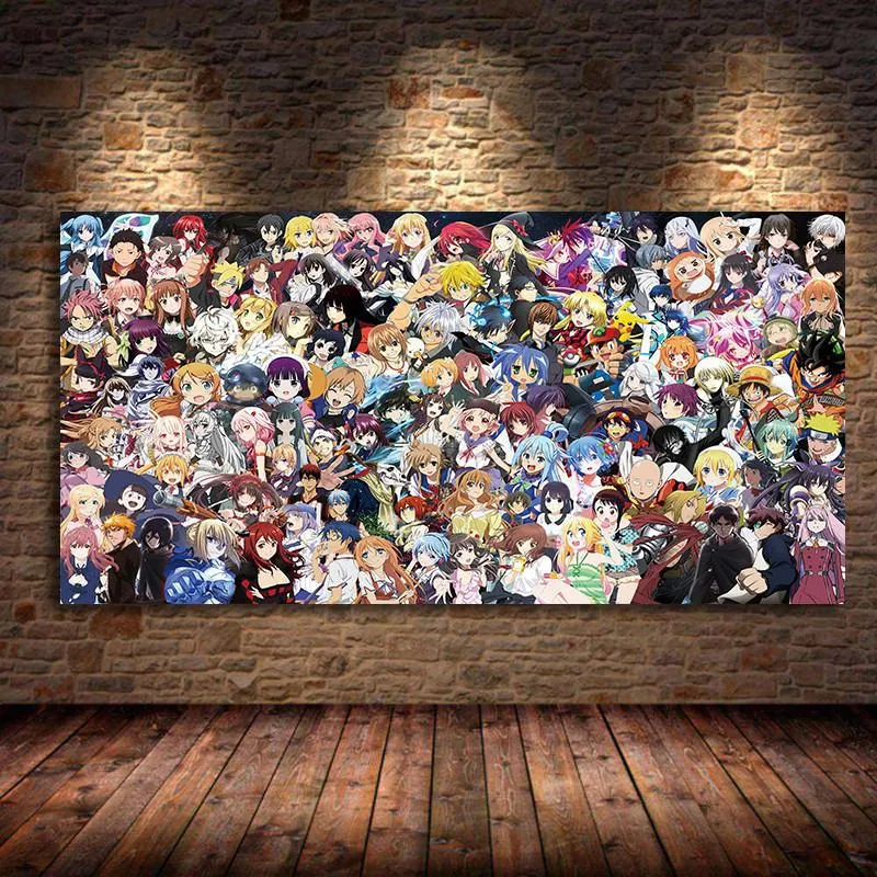 Pinturas Coleção de personagens de anime japonês Pintura em tela Desenhos animados Arte de parede Pôsteres e impressões para quarto Quarto de crianças Cuadros Un255t