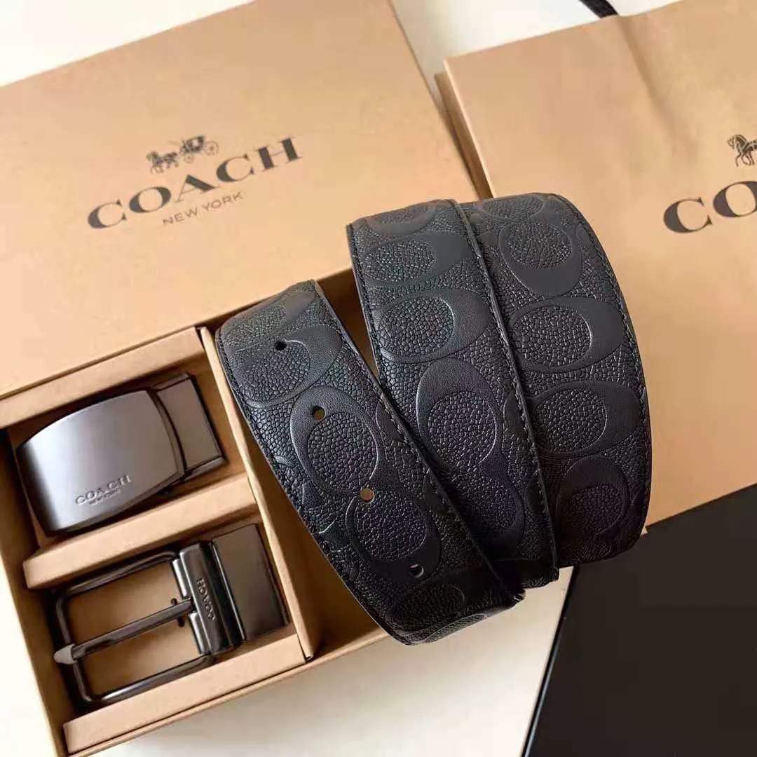 Top qualité Paris nouvelle maison C double face double bouton large ceinture pour hommes en cuir coffret cadeau d'affaires Designer célèbre marque