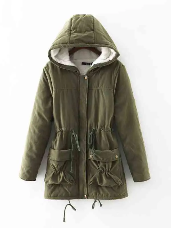 Dames winter warme jasje hooded parka overjas fleece outfit jas met koord 2022 lente herfst winter l220725