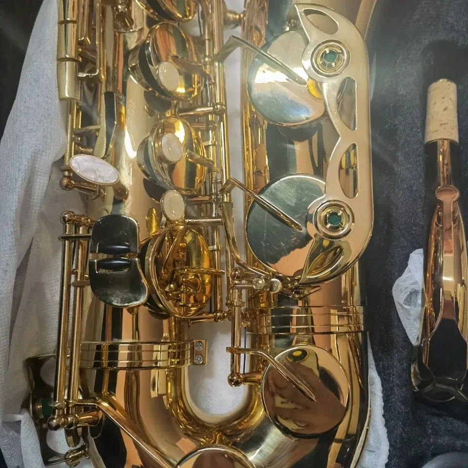 Or saxophone ténor professionnel si bémol laiton plaqué or ton premium sax ténor instrument de jazz proportionnel le plus confortable