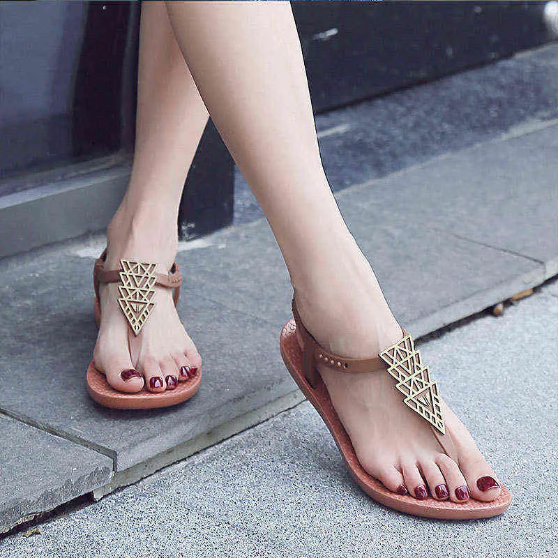 Sandalen vrouwen hoge hakken zomer nieuwe clip teen strand sandalen mode boheemse stijl flip flops dame platte schoenen 220412