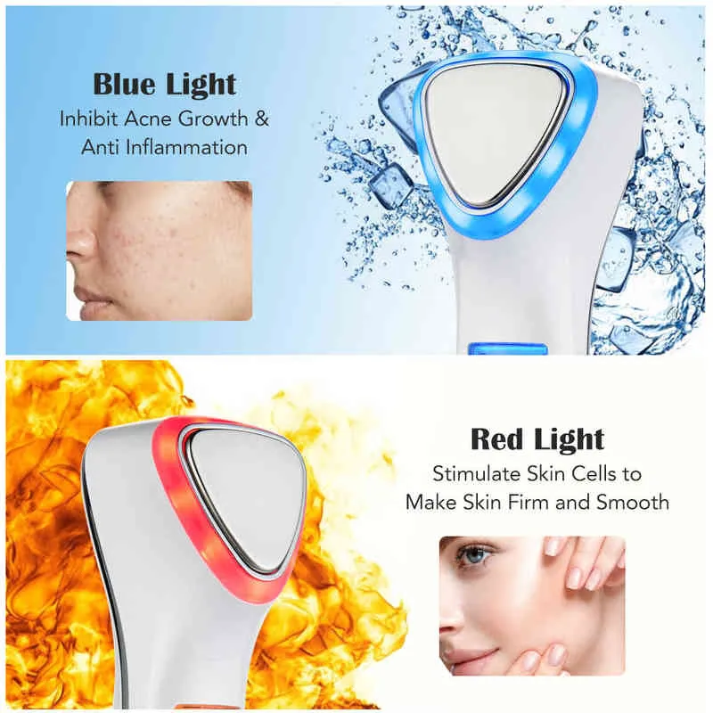 Blue Red Light Terapia LED Hot Cold EMS masażer twarzy RF RF REJUVENation Maszyna podnoszenia Maszyna Maszyna 220520