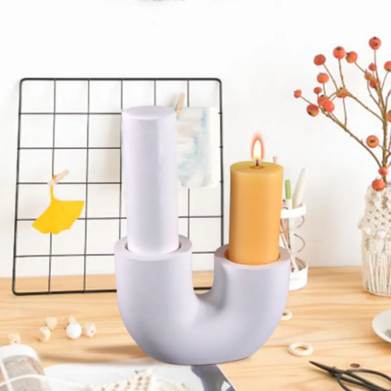 Round Randle Silicone Diy Geometric Ushaped Candlestick Candle Holder Making Kit Soap Resin Mold Gifts Craft Home Decor 220629