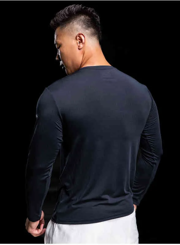 Running T-shirt à manches longues Hommes spandex Fitness Printemps Automne Slim Fit T-shirt de sport O-cou T-shirt Gym Bodybuilding T-shirt L220704