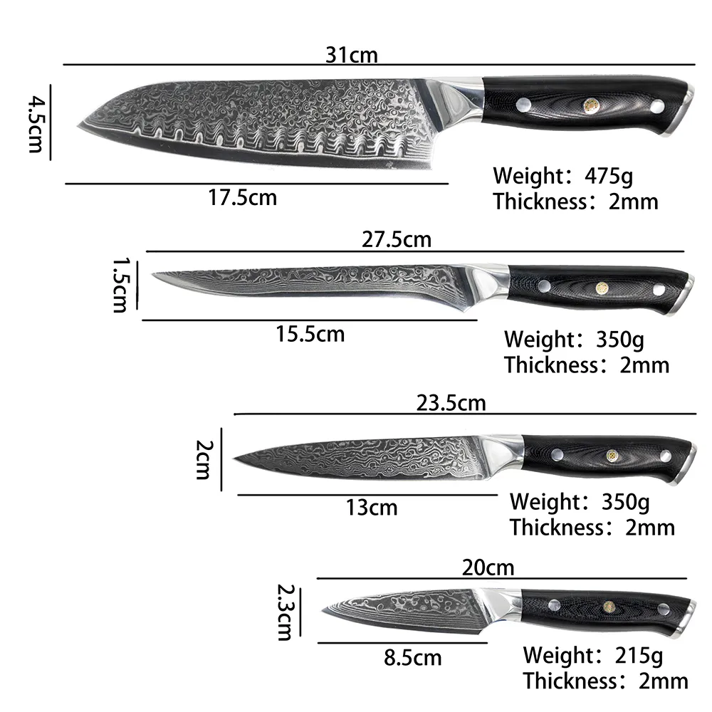 YUZI Eamascus Komenki Kitchen Ustaw Chef Lnife Professional Japan Sankotu Cleaver Bone Utility Paring Tools205c