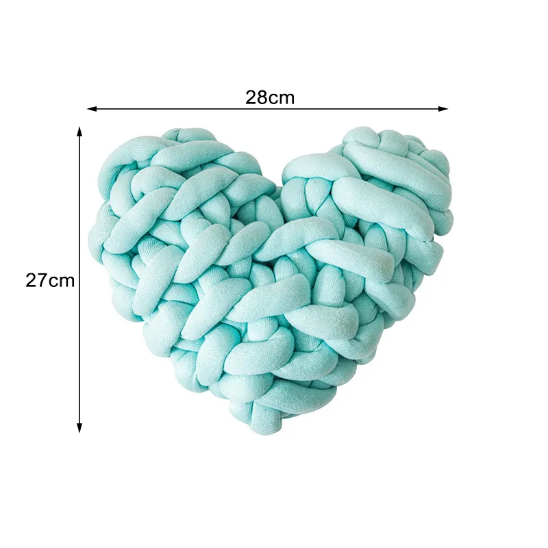 소프트 매듭 쿠션 플러시 던지기 베개 심장 모양의 손으로 짠 쿠션 소파 침대 장식 홈 장식 장난감 인형 아이들 220402