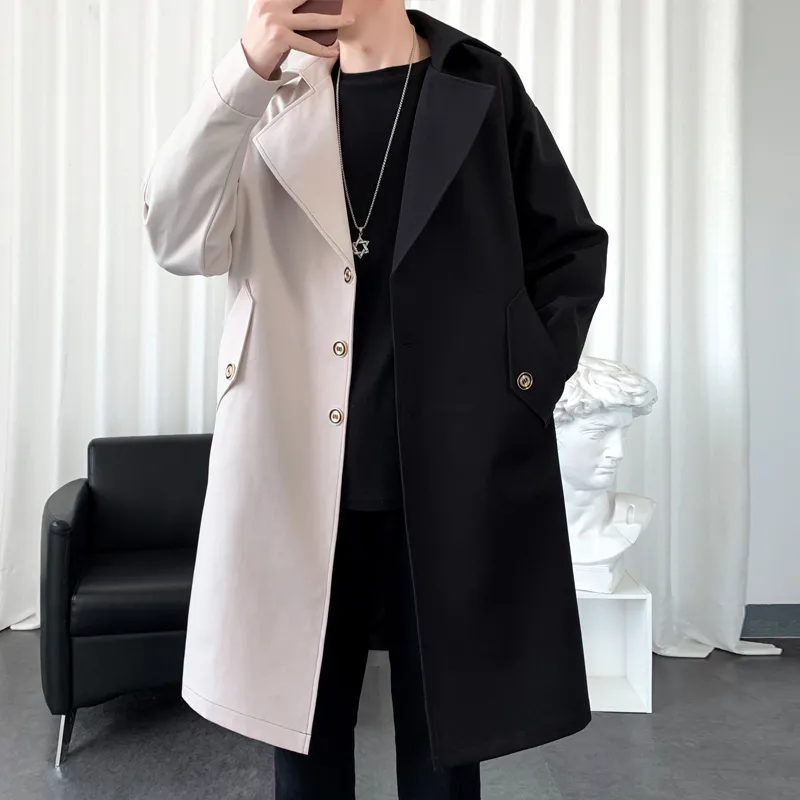 Herren -Grabenmäntel Jacke Long Coat Übergroße Patchwork Windbrecher Big Pocket Fashion Mantel 220826