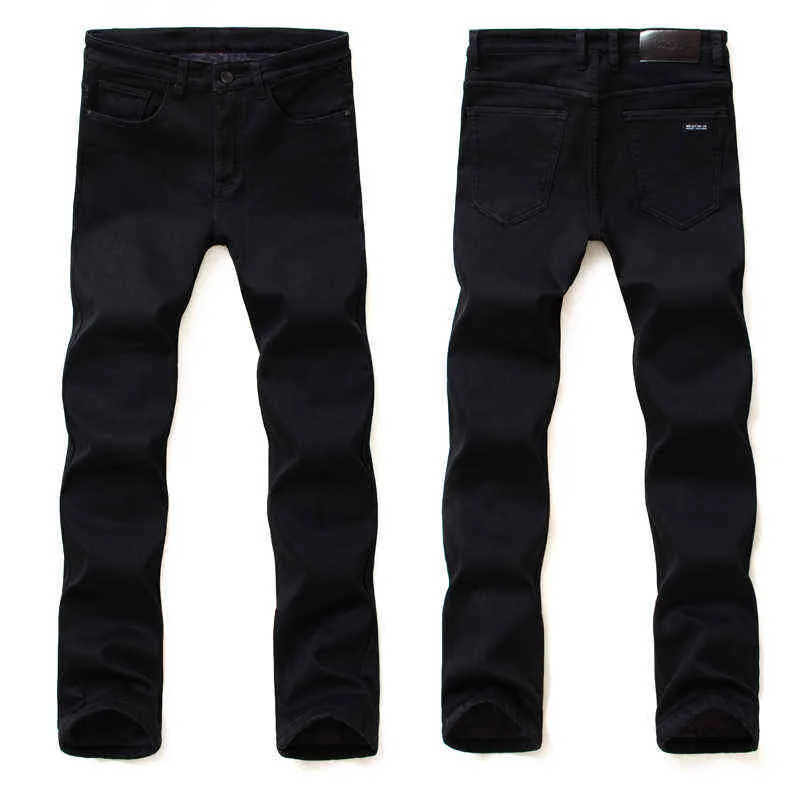 Black Jeans Men'S Winter Jean Men Warm Slim Fit Pants Spijkerbroeken Heren Stretch Moto Pantalones Vaqueros Hombre Man Overalls G0104