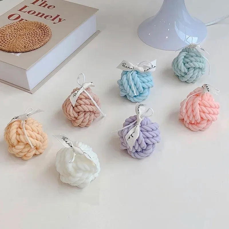 3D Silikon Woolen Candle Molds Korean Mold Ball Design Handgjorda Soja S Making Aroma Wax Soap 220721