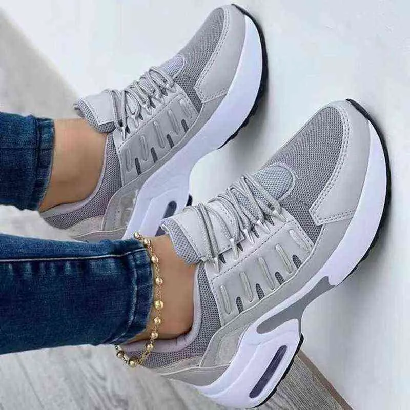 Women Sneakers Mesh Breathable Platform Casual Lady Vulcanized Shoes Wedge Heel Lace Up Comfort Female Footwear Zapatillas Mujer G220629